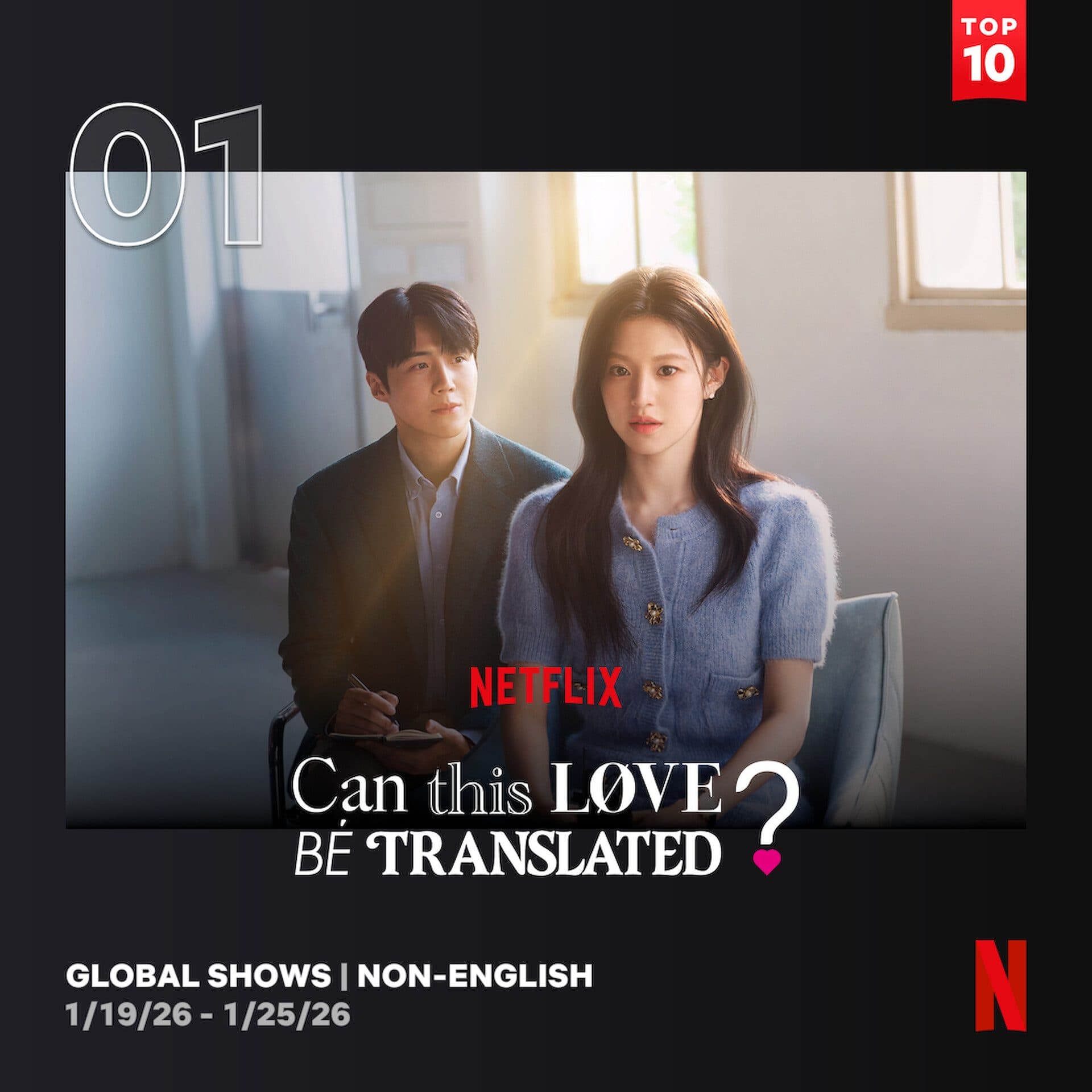 ‘Can This Love Be Translated?’ Tops Netflix Global Non-English Chart in Week 2